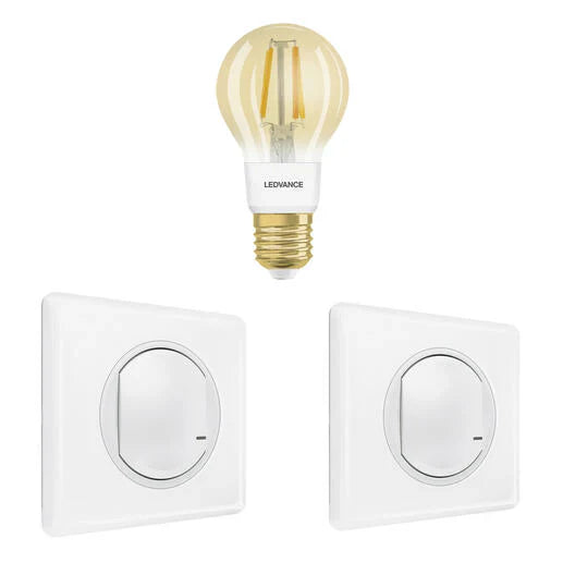 Pack 2 Commandes sans fils et Ampoule Connectée "Blanc Dimmable"